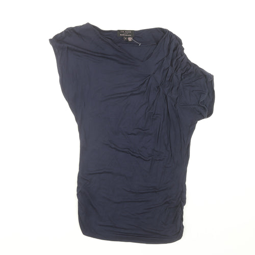 Ted Baker Navy Women's V-Neck Top Size 10