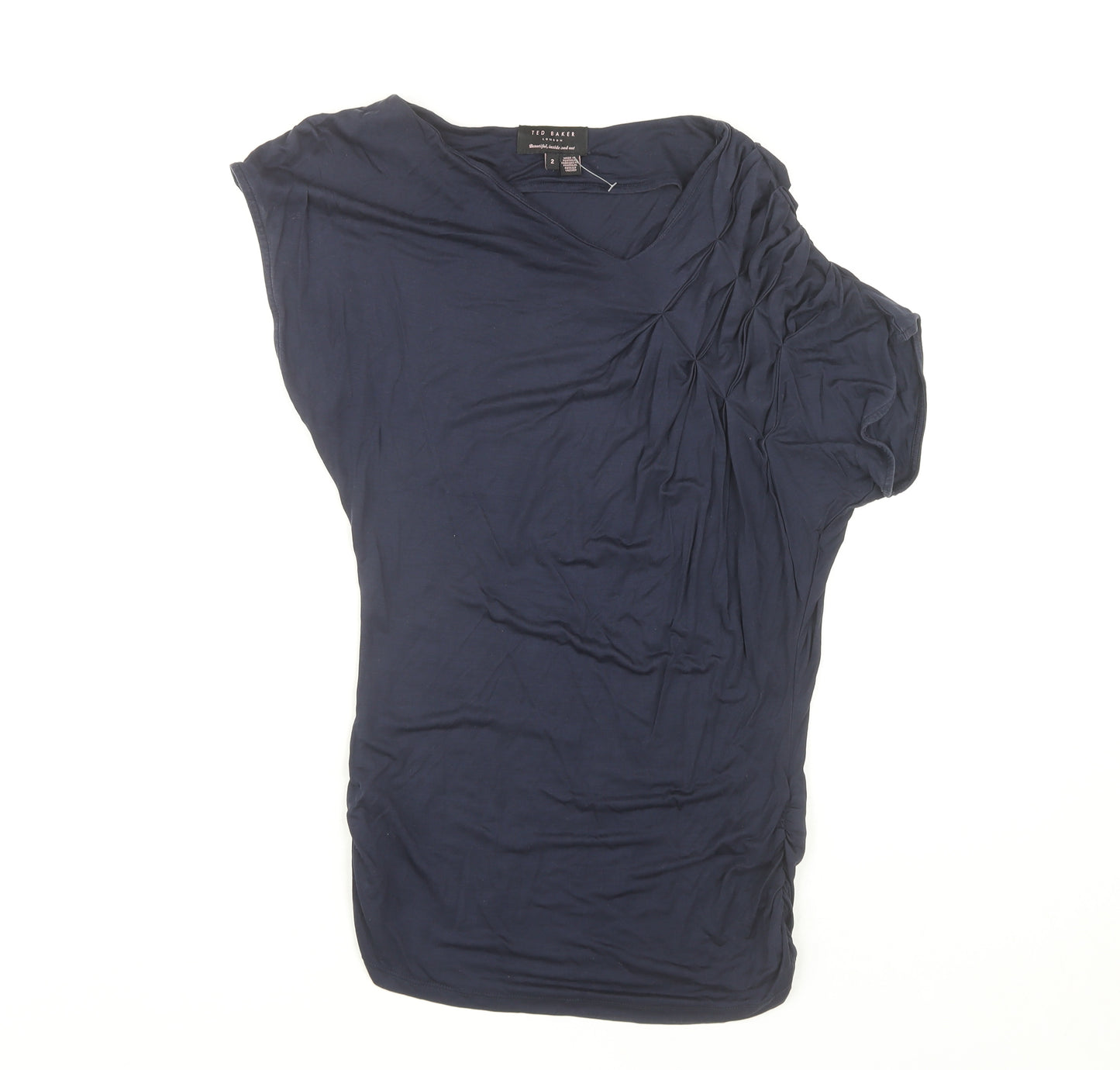 Ted Baker Navy Women's V-Neck Top Size 10
