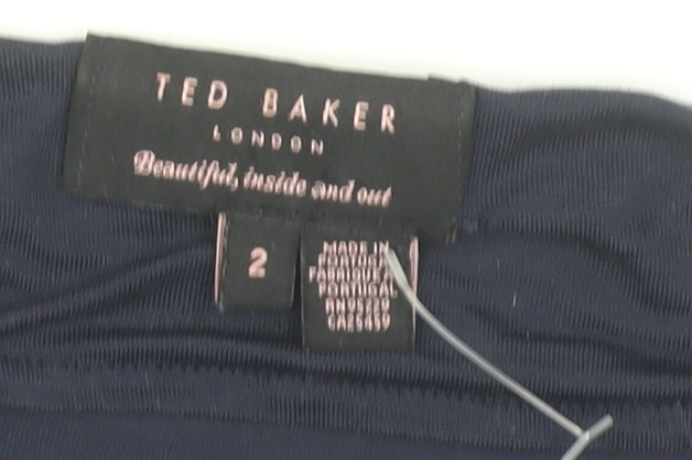 Ted Baker Navy Women's V-Neck Top Size 10