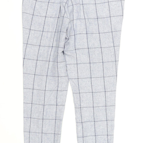 ASOS Men's Grey Check Trousers, Size L, Polyester Blend