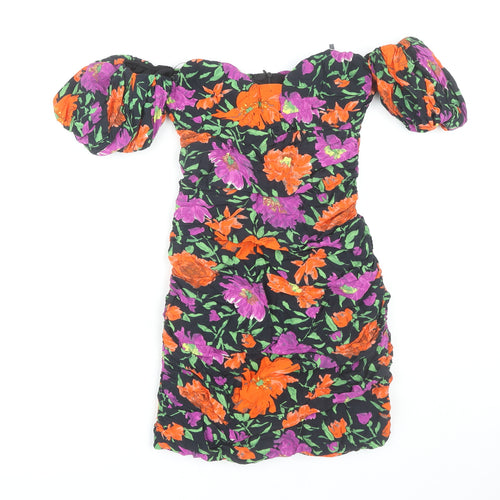 Zara Women's Multicoloured Floral Bodycon Dress XS