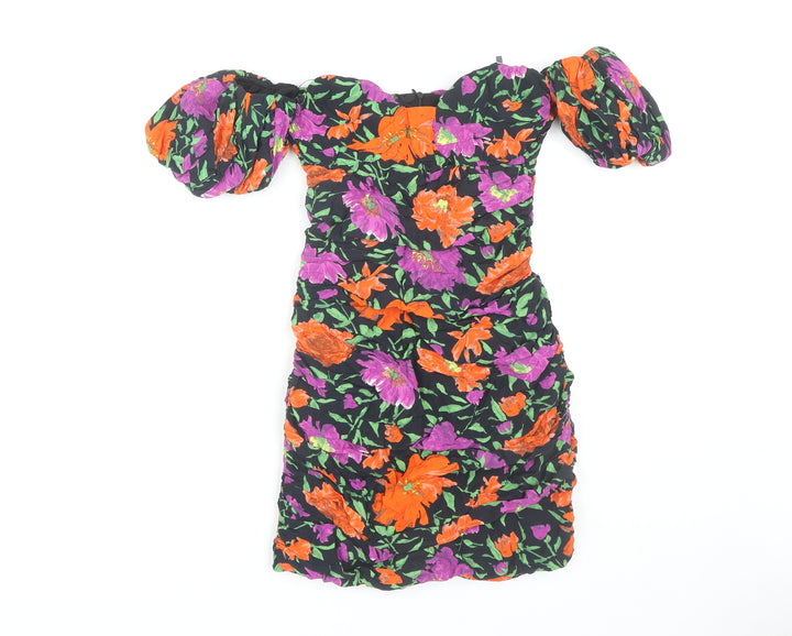 Zara Women's Multicoloured Floral Bodycon Dress XS