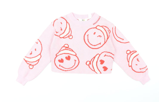 H&M Girls Pink Pullover Jumper, 9-10 Years, Autumn Winter