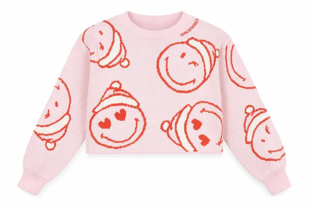 Front view of H&M girls’ pink jumper, 9-10 years, autumn winter