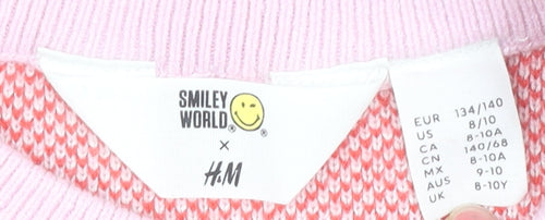 H&M Girls Pink Pullover Jumper, 9-10 Years, Autumn Winter
