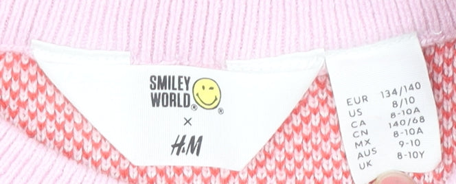 H&M Girls Pink Pullover Jumper, 9-10 Years, Autumn Winter