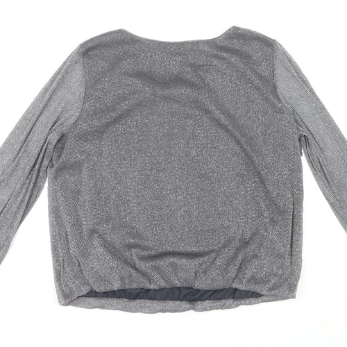 Wallis Women Silver Long Sleeve Top, Size L, Metallic Sheen