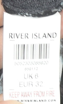 River Island Women's Grey Floral Top UK 6, Long Sleeve