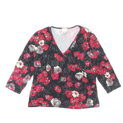 East Women's Floral Wrap Blouse, Multicoloured, Size 18