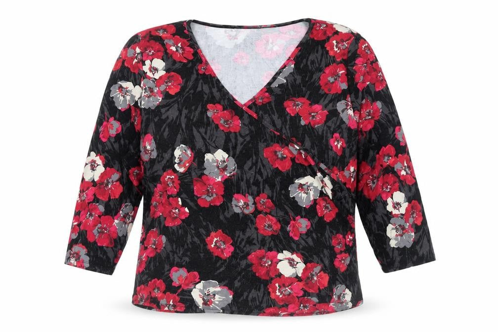 Front view of East Women's Floral Wrap Blouse, Multicoloured, size 18