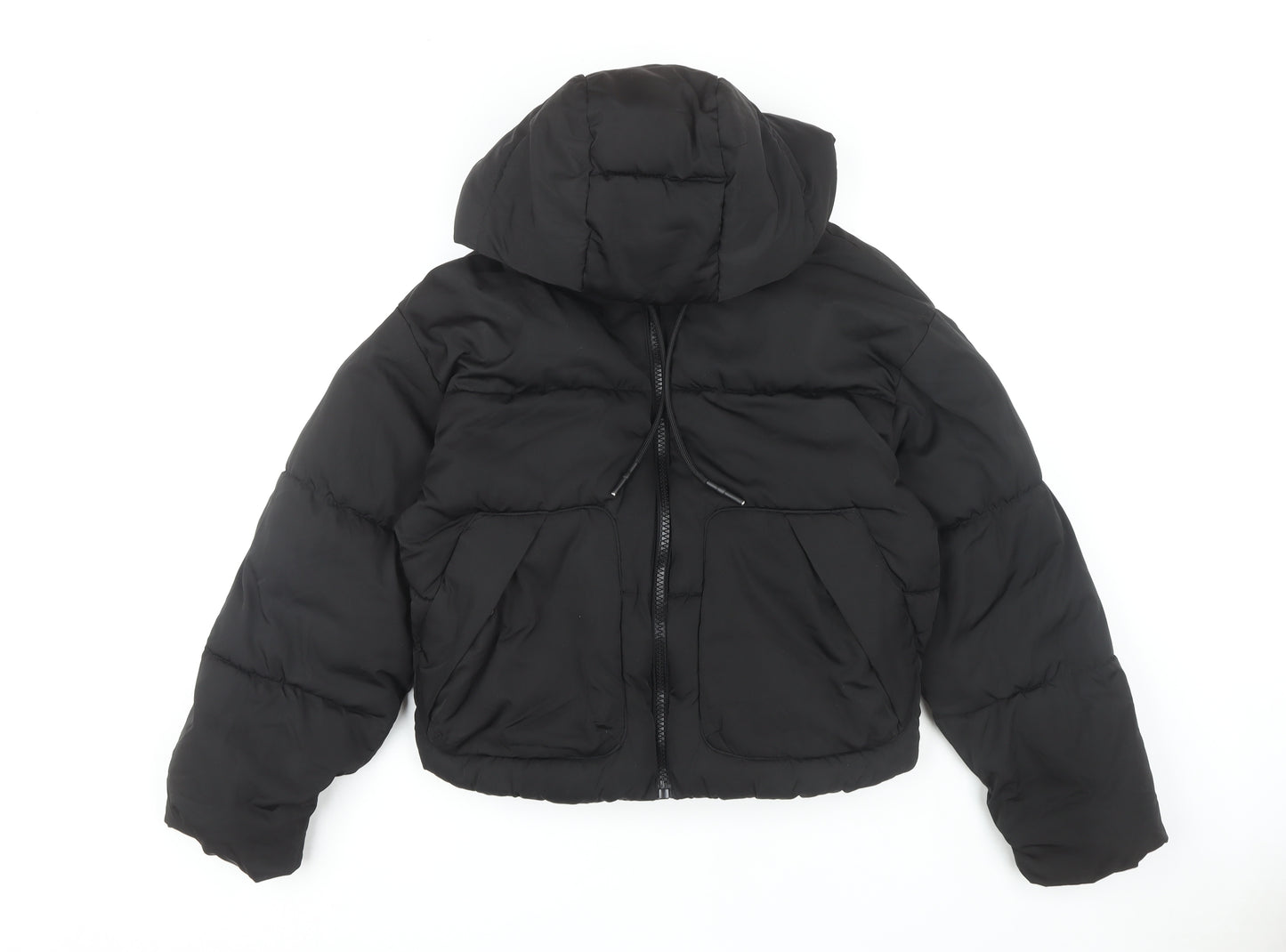 Pull & Bear Women's Black Puffer Jacket Size 12