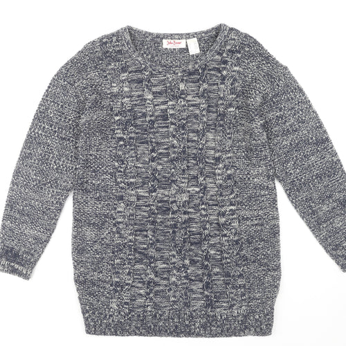 John Baner Men's Blue Cable-Knit Pullover Jumper S