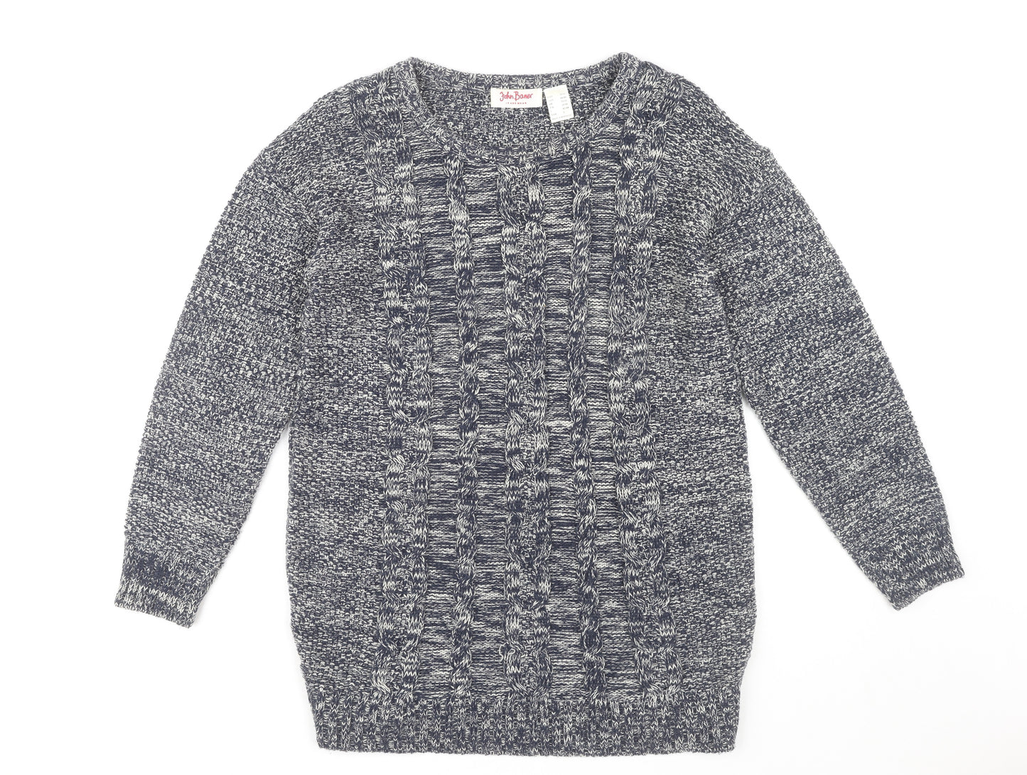 John Baner Men's Blue Cable-Knit Pullover Jumper S