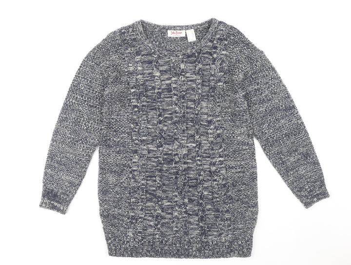 John Baner Men's Blue Cable-Knit Pullover Jumper S
