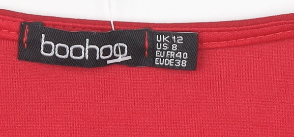 Boohoo Women's Red Pencil Dress Size 12 Peplum Style