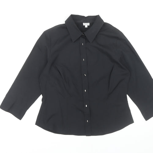 Etam Women's Black Button-Up Shirt - Size 14