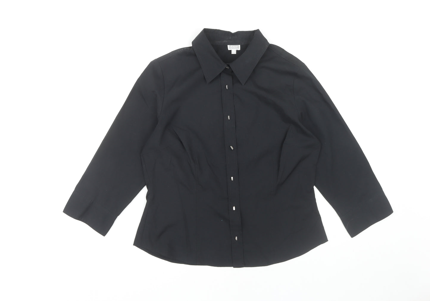 Etam Women's Black Button-Up Shirt - Size 14