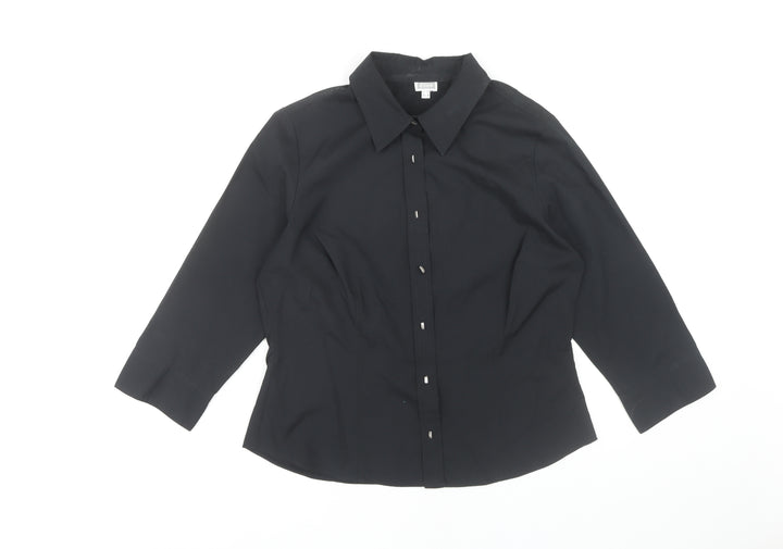 Etam Women's Black Button-Up Shirt - Size 14