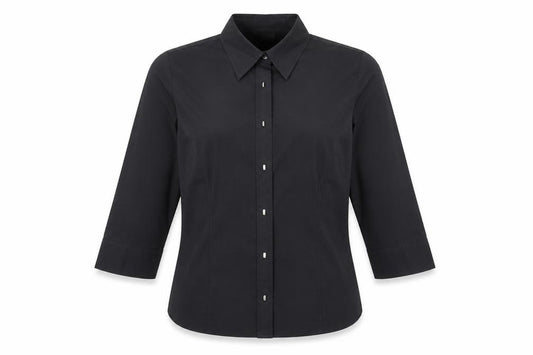Front view of Etam Women's Black Button-Up Shirt -, size 14