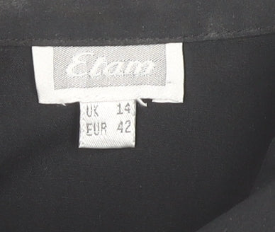 Etam Women's Black Button-Up Shirt - Size 14