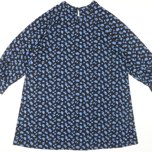 Next Women's Black Blue Floral Shift Dress Size 20