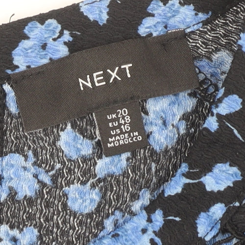 Next Women's Black Blue Floral Shift Dress Size 20