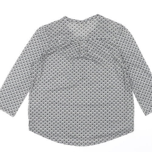 H&M Women's Black Geometric Blouse, Size 12