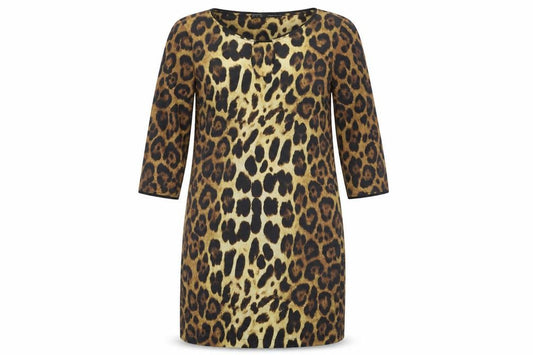 Front view of Zara Basic Women's Multicoloured Animal Print Dress 12