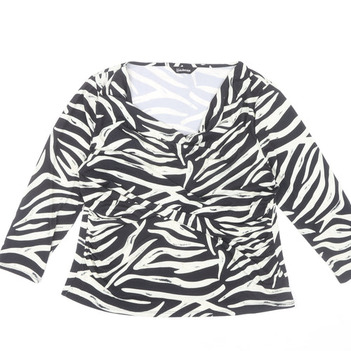 Kaleidoscope Women’s Black Animal Print Wrap Top Size 14