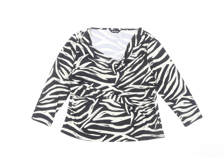 Kaleidoscope Women’s Black Animal Print Wrap Top Size 14