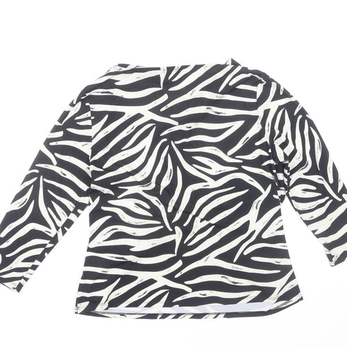Kaleidoscope Women’s Black Animal Print Wrap Top Size 14