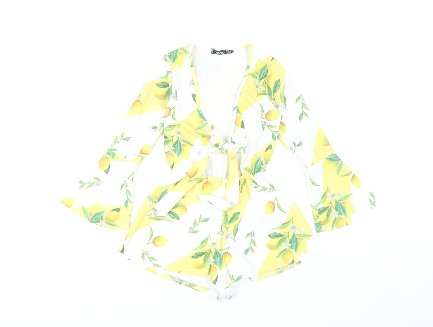 Boohoo Women's Yellow Floral Playsuit S