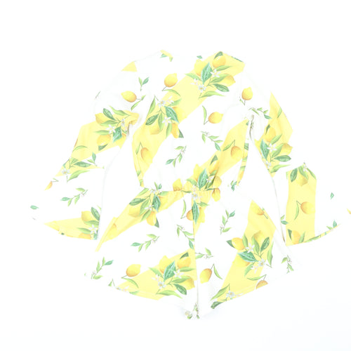 Boohoo Women's Yellow Floral Playsuit S