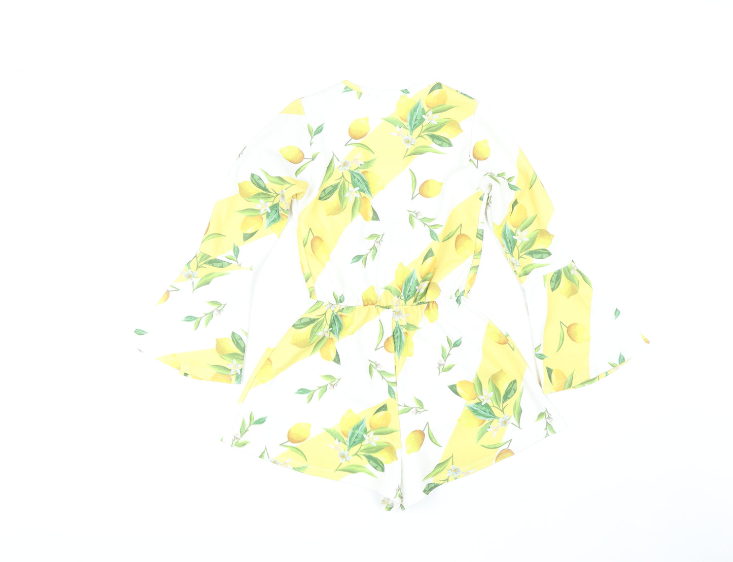 Boohoo Women's Yellow Floral Playsuit S