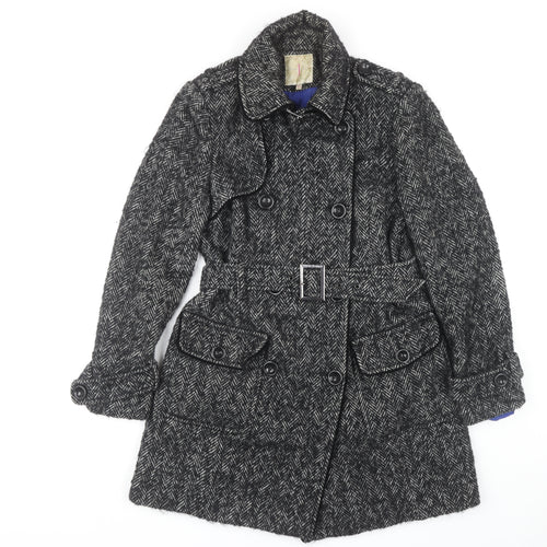 Jasper Conran Women's Black Tweed Trench Coat Size 12