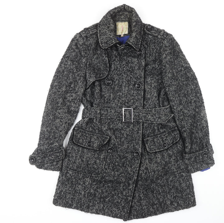 Jasper Conran Women's Black Tweed Trench Coat Size 12
