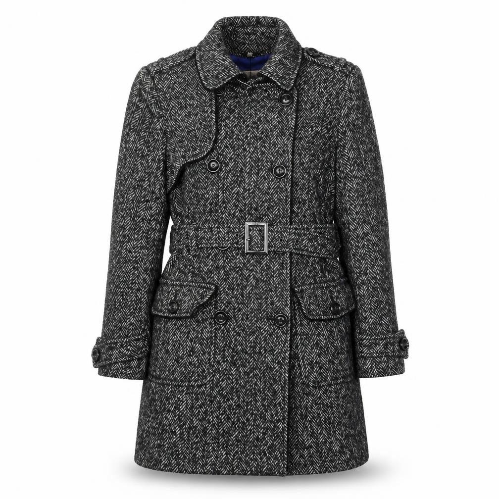 Front view of Jasper Conran Women's Black Tweed Trench Coat, size 12