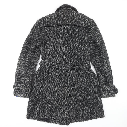 Jasper Conran Women's Black Tweed Trench Coat Size 12