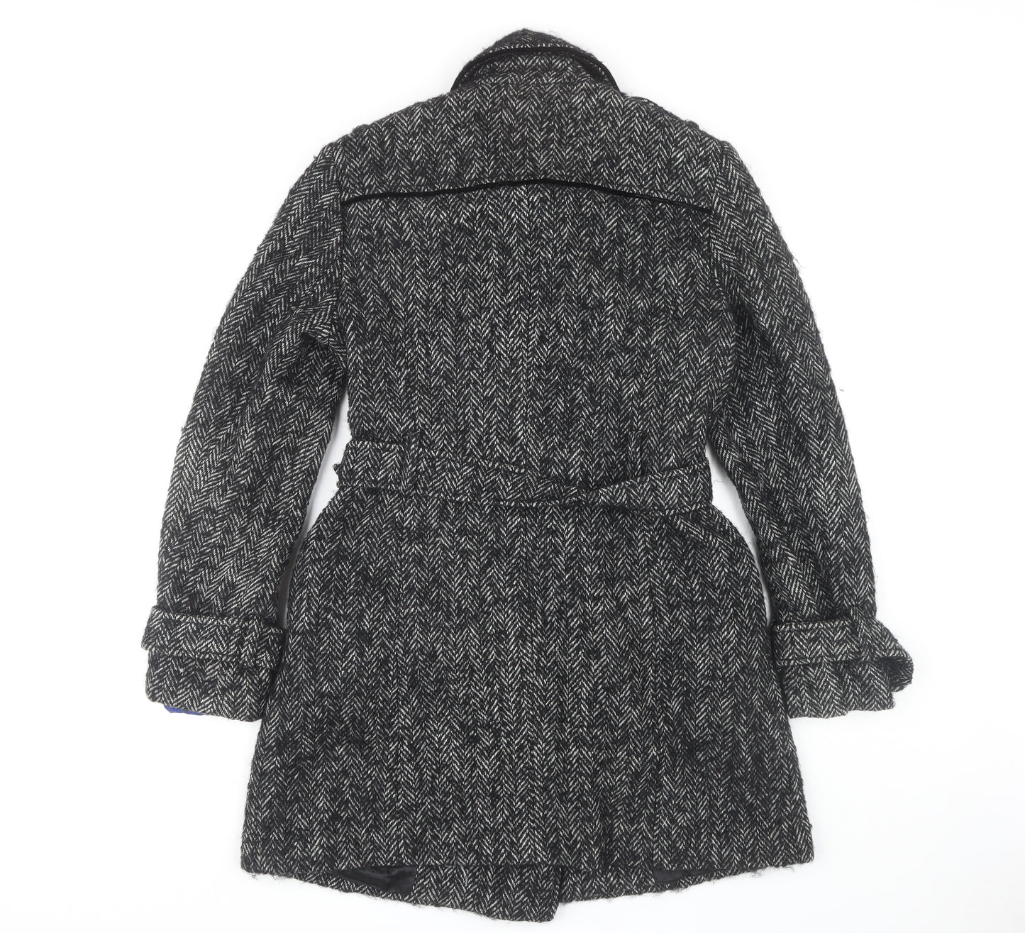 Jasper Conran Women's Black Tweed Trench Coat Size 12