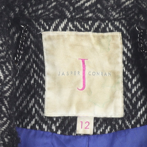 Jasper Conran Women's Black Tweed Trench Coat Size 12
