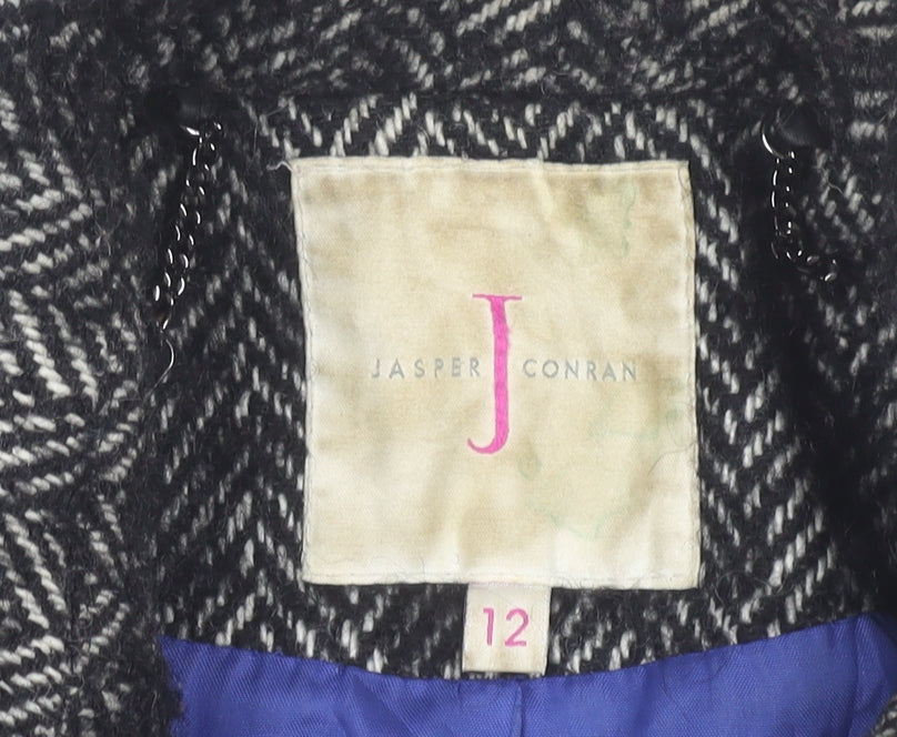 Jasper Conran Women's Black Tweed Trench Coat Size 12