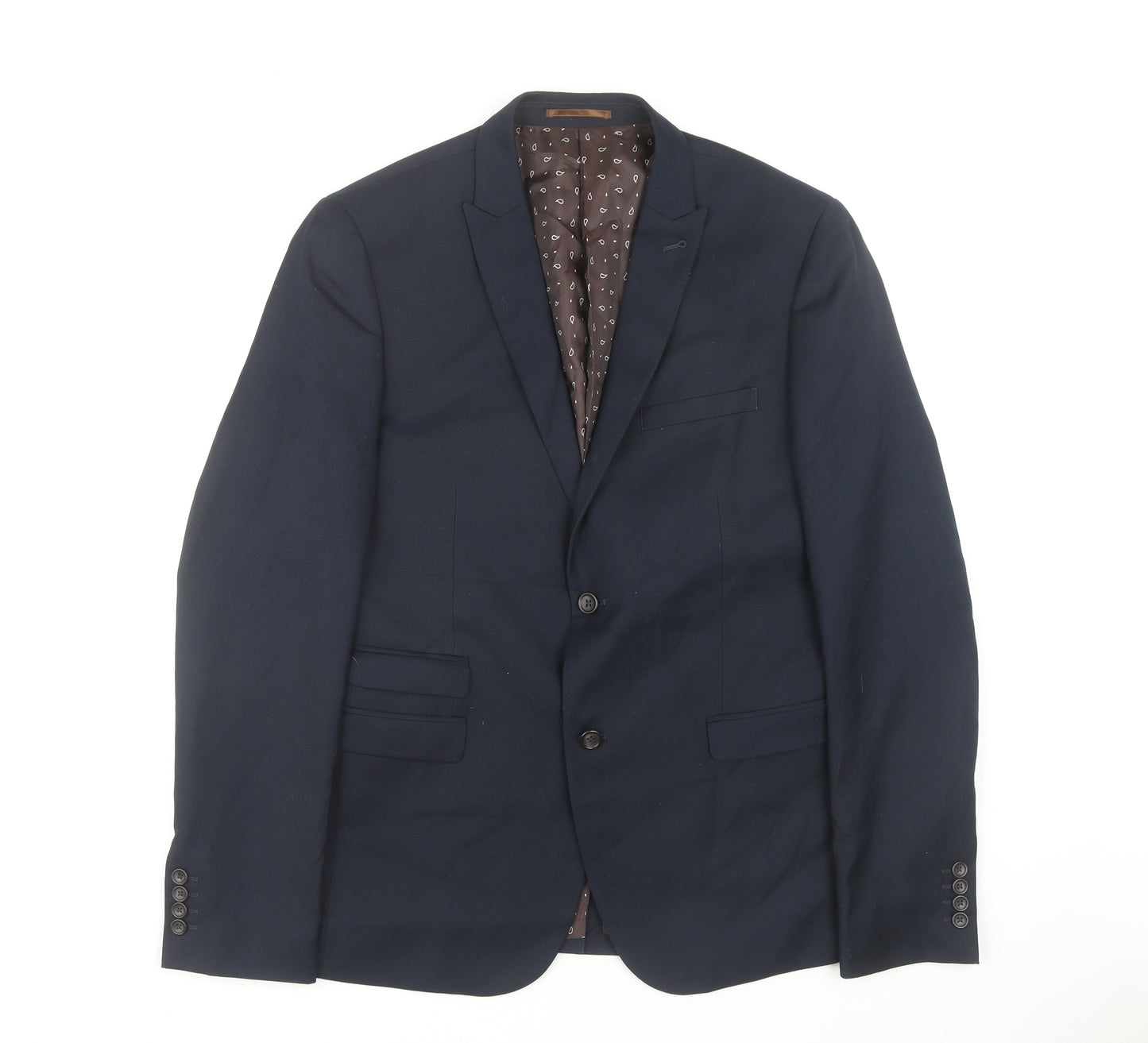 Next Men's Blue Long Blazer 42 Single-Breasted Jacket