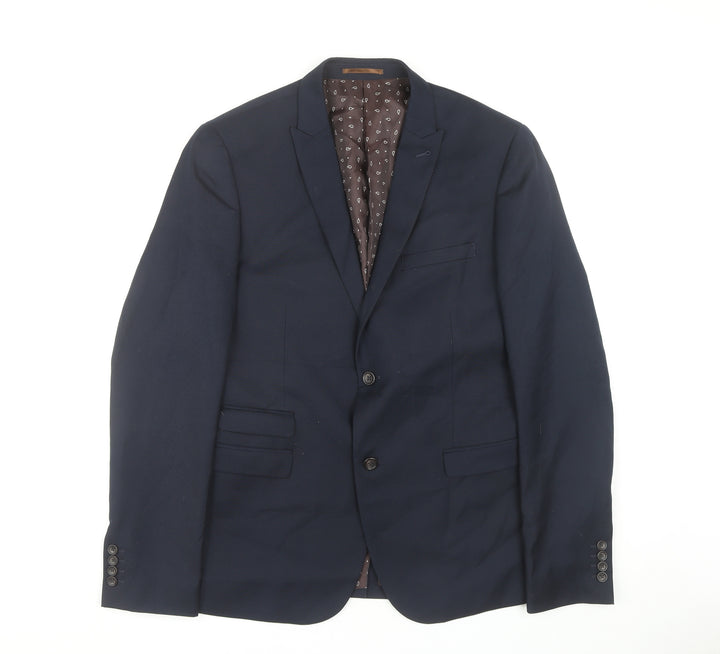 Next Men's Blue Long Blazer 42 Single-Breasted Jacket