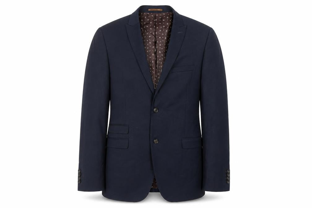 Front view of Next Men's Blue Long Blazer 42 Single-Breasted Jacket