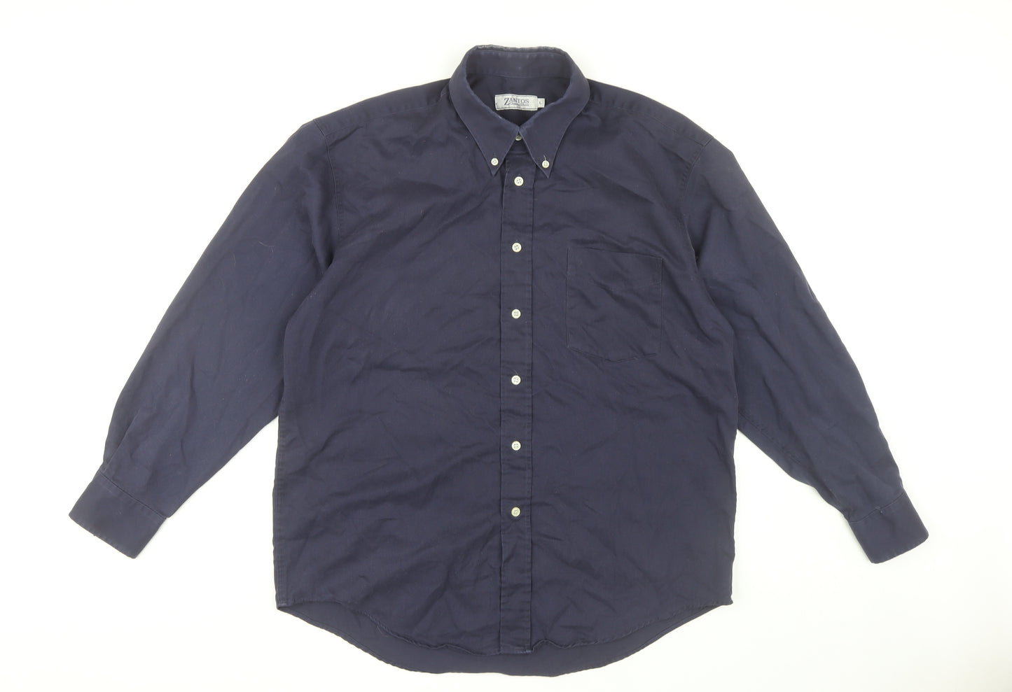 Zantos Men's Navy Cotton Button-Up Shirt - Size L