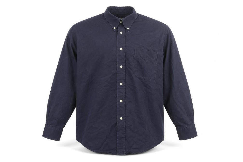 Front view of Zantos Men's Navy Cotton Button-Up Shirt -, size L