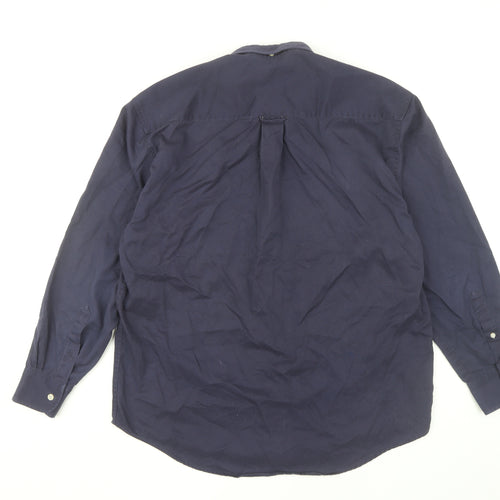 Zantos Men's Navy Cotton Button-Up Shirt - Size L