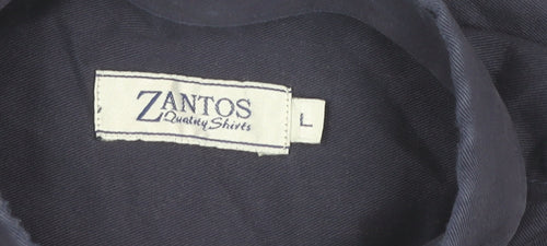Zantos Men's Navy Cotton Button-Up Shirt - Size L