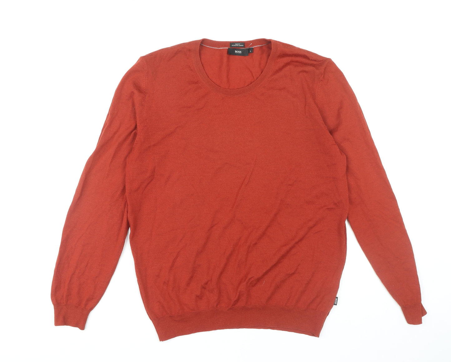 Boss Men's Red Slim Fit Wool Pullover Jumper L
