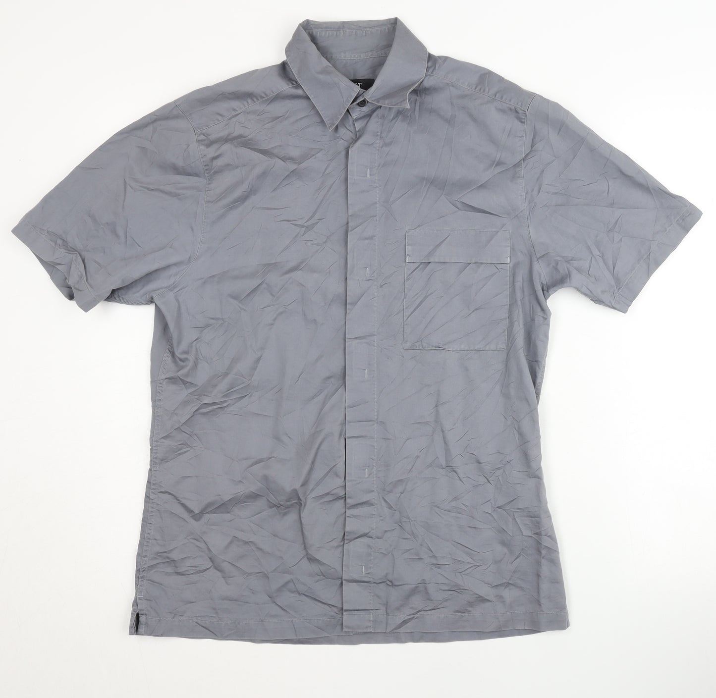 Next Men's Grey Casual Cotton Shirt, Size S